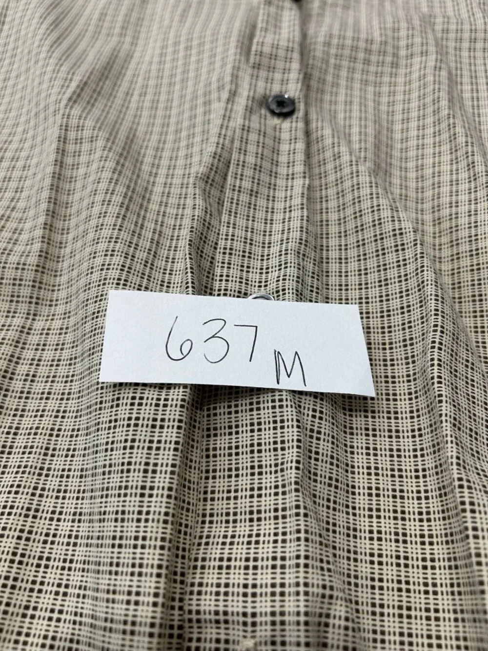 Banana Republic Medium Mens Beige Brown Plaid Button Up Shirt Vintage Academia